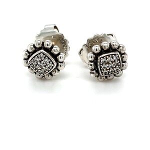 LAGOS Caviar Spark Diamond Stud Earring,sterling silver, 14k gold post.